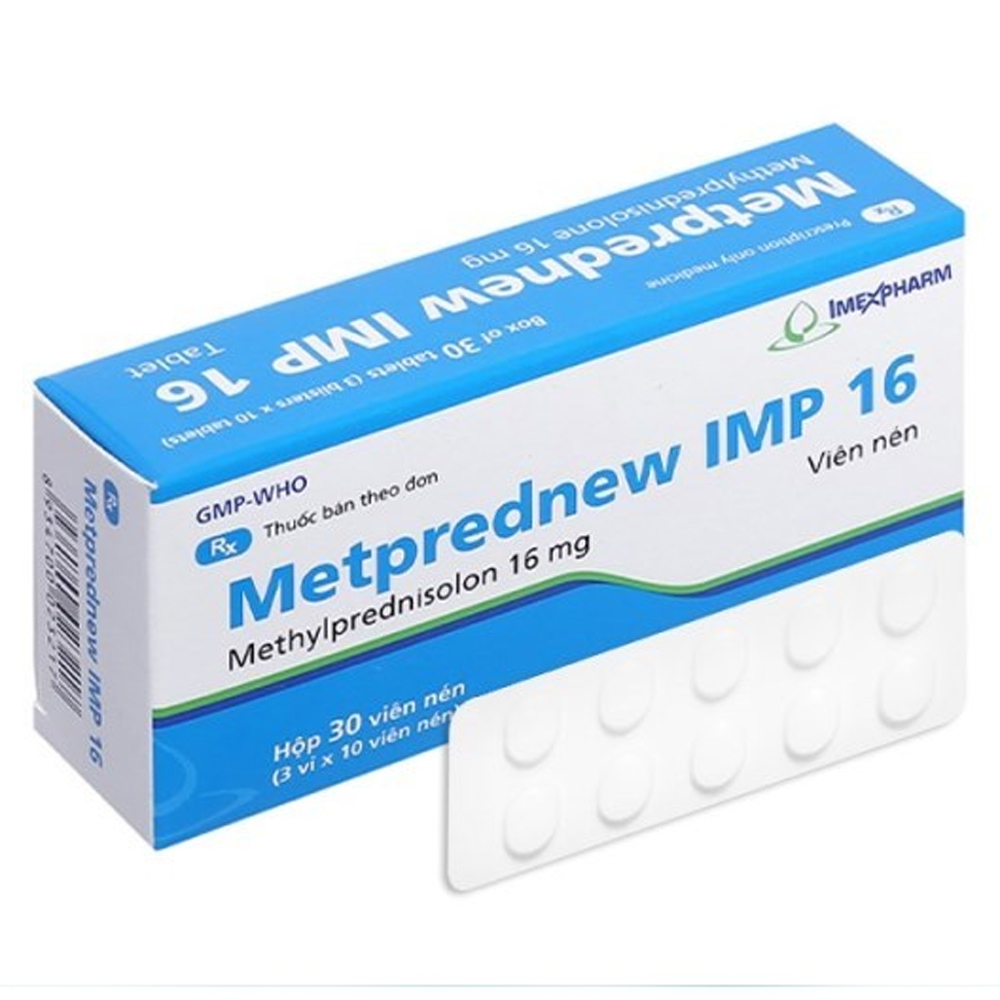 Thuốc Metprednew IMP 16 Imexpharm chống viêm và giảm miễn dịch của glucocorticoid (3 vỉ x 10 viên)