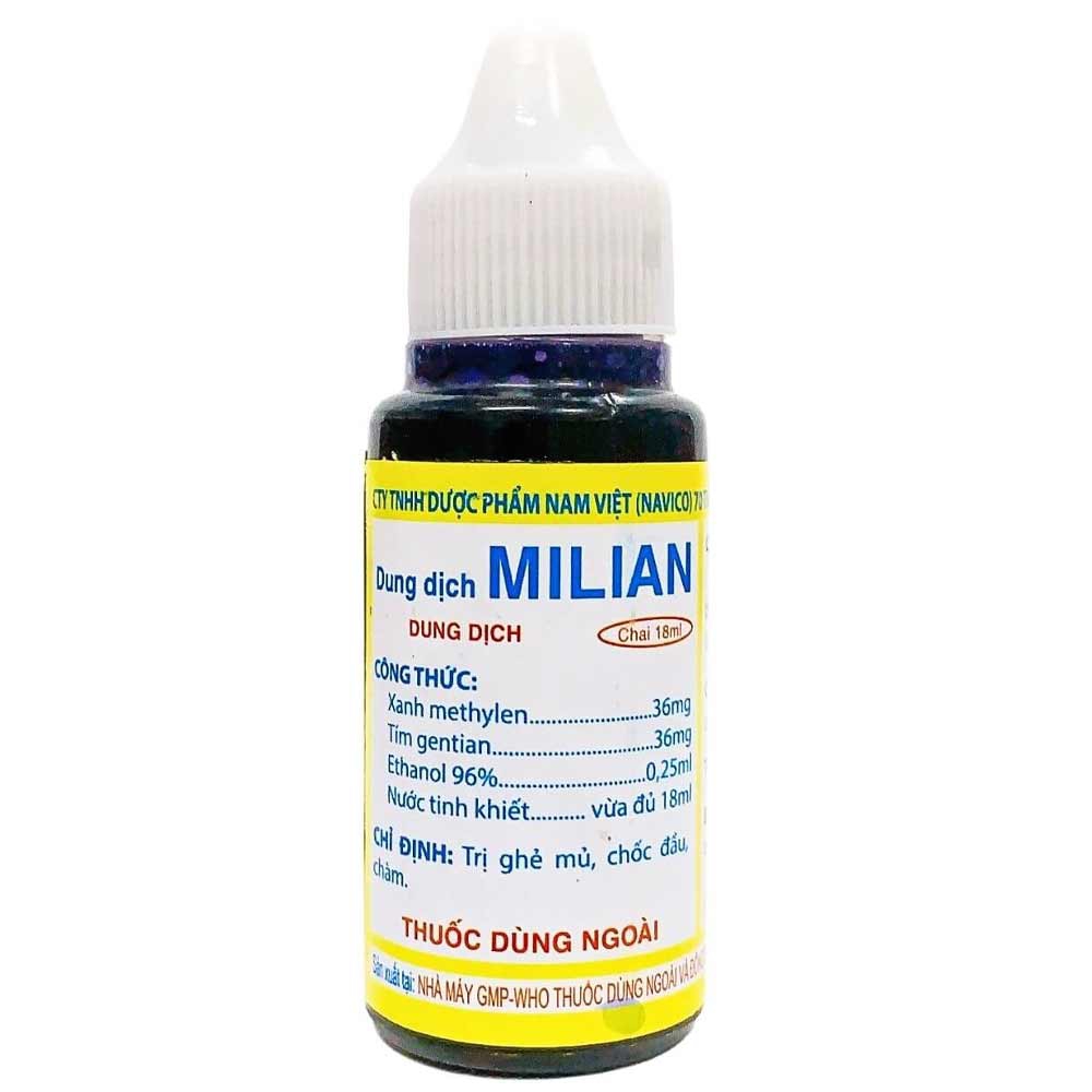 Dung dịch dùng ngoài Milian Nam Việt điều trị chốc lở, viêm da, mủ, nhiễm khuẩn da (18ml)