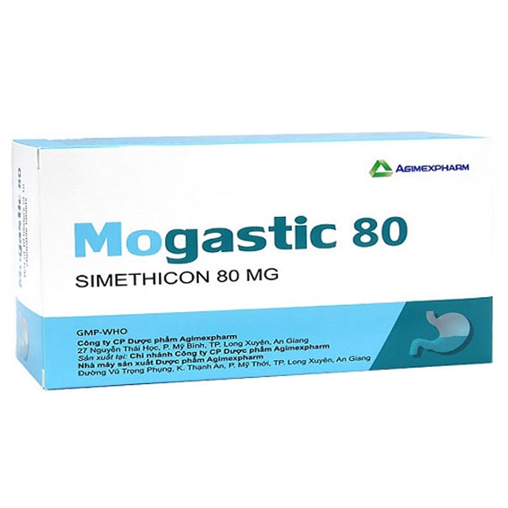 Viên nhai Mogastic 80 Agimexpharm chống đầy hơi, giảm triệu chứng khó chịu do căng đường tiêu hóa (10 vỉ x 10 viên)