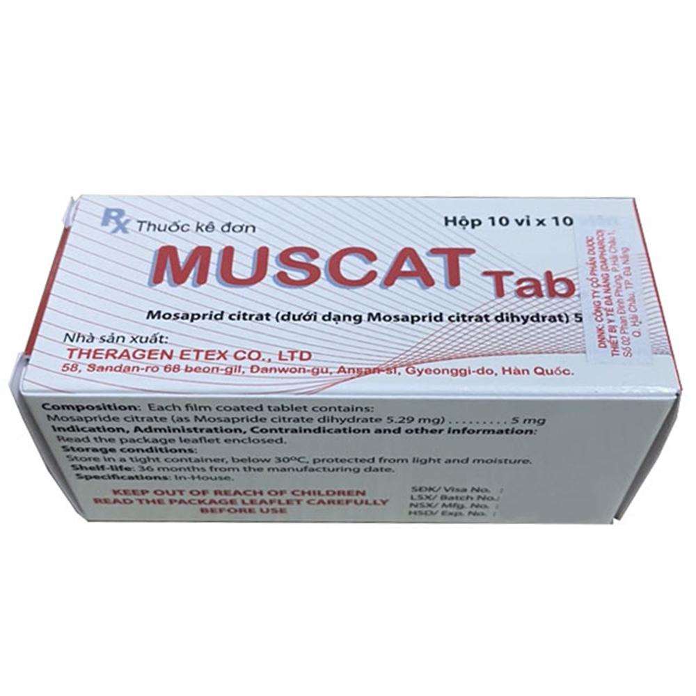 Viên nén Muscat Tab 5mg Theragen Etex điều trị viêm dạ dày mạn tính (10 vỉ x 10 viên)