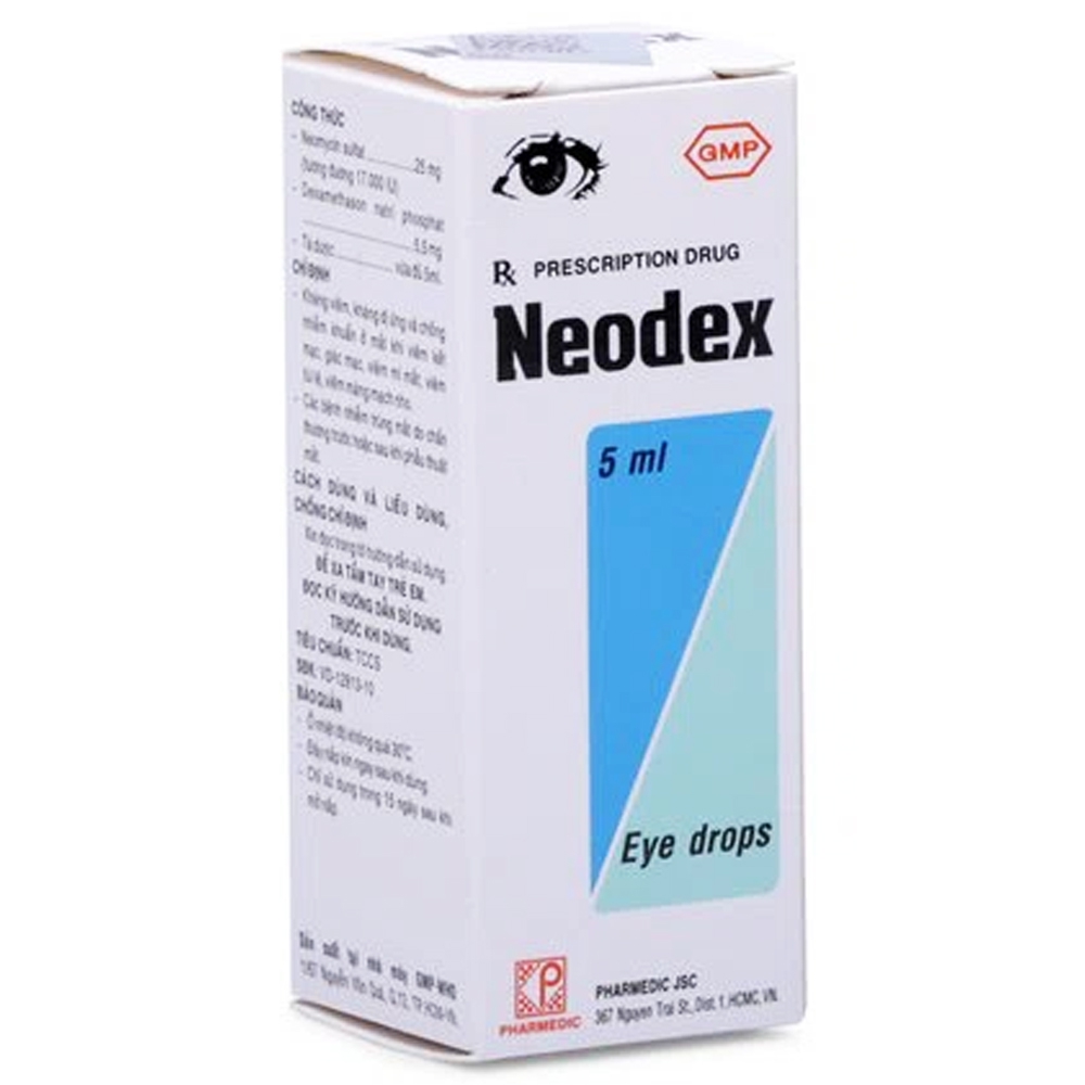 Thuốc nhỏ mắt Neodex Pharmedic hỗ trợ điều trị viêm kết mạc, giác mạc, viêm mí mắt (5ml)