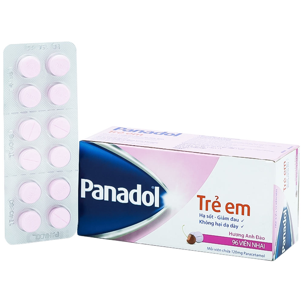 Viên nhai Panadol trẻ em 120mg GSK giảm đau, hạ sốt và điều trị đau đầu, đau cơ (12 vỉ x 8 viên)