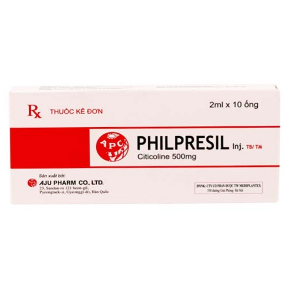 Thuốc Philpresil 500mg Ajupharm điều trị các tai biến mạch máu não (10 ống x 2ml)