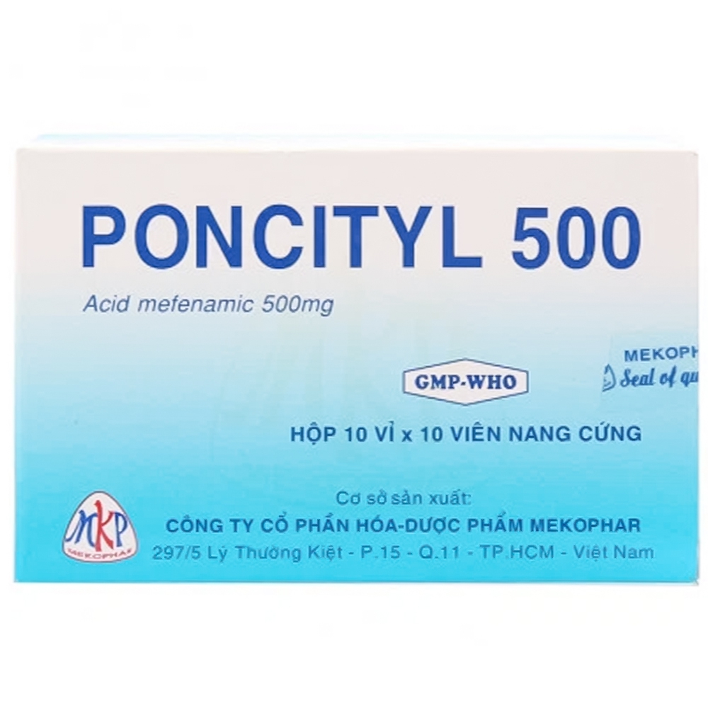 Thuốc Poncityl 500 Mekophar điều trị triệu chứng đau từ nhẹ tới vừa viêm khớp dạng thấp (10 vỉ x 10 viên)