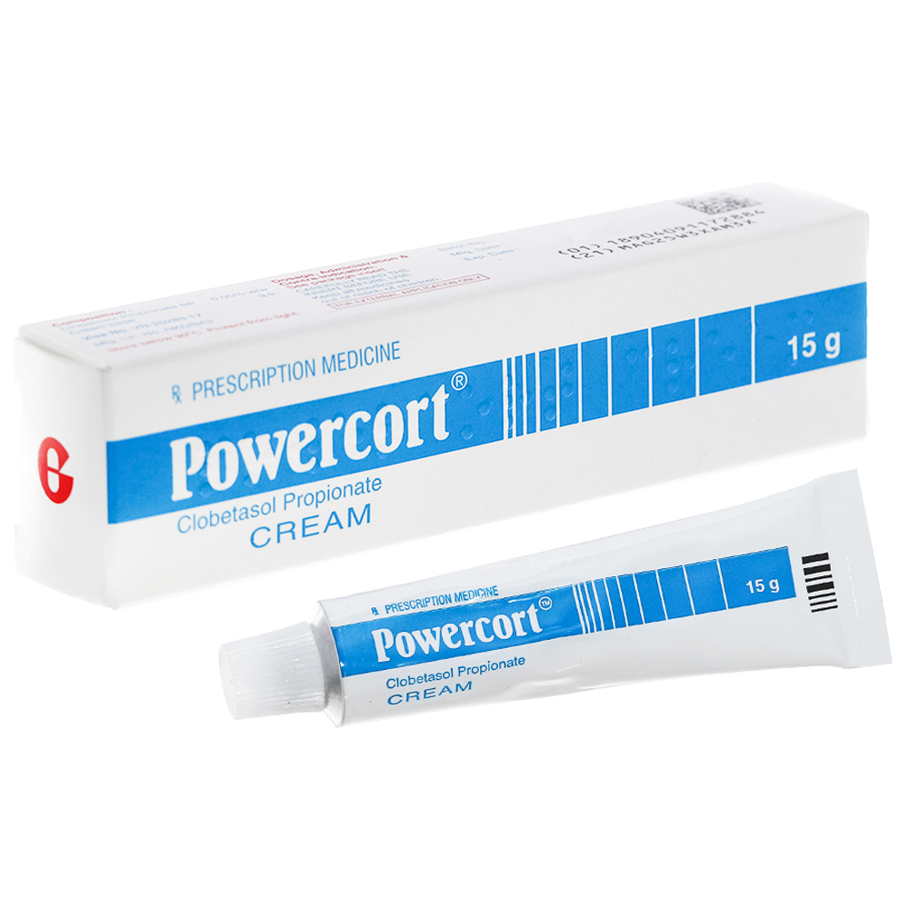 Kem bôi da Powercort Cream Glenmark iều trị ngắn hạn các chứng bệnh da liễu, vẩy nến, eczama (15g)