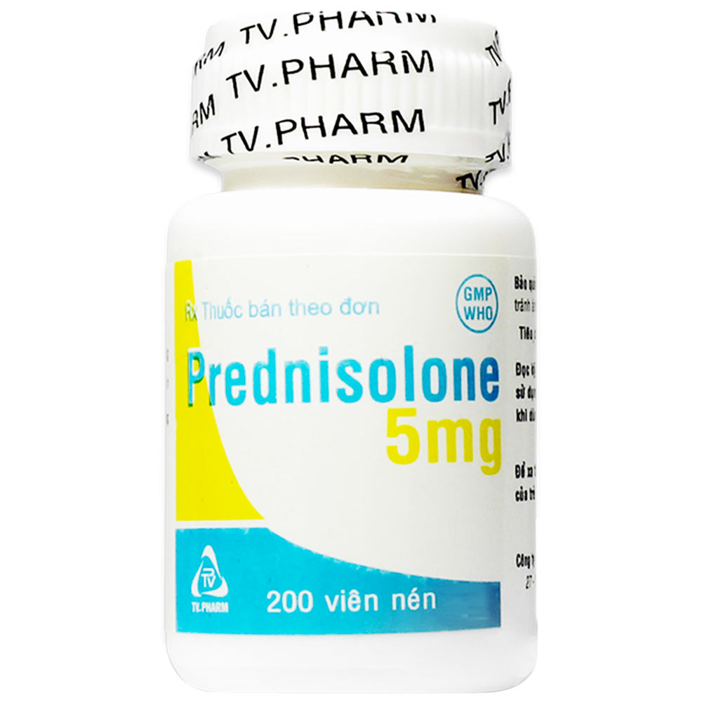 Thuốc Prednisolone 5mg TV.Pharma kháng viêm, chống dị ứng, ức chế miễn dịch (200 viên) 