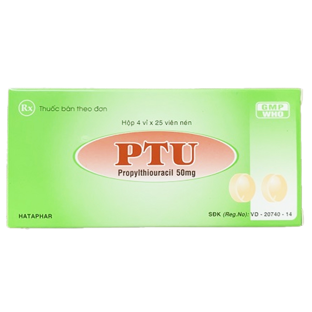 Thuốc PTU 50mg Hataphar điều trị bệnh Basedow nhẹ hoặc trung bình (4 vỉ x 25 viên) 