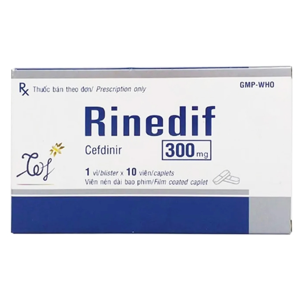 Thuốc Rinedif 300mg điều trị các chứng nhiễm khuẩn, viêm phổi, viêm phế quản (3 vỉ x 10 viên)