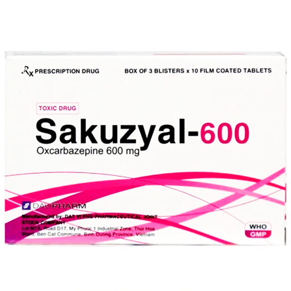 Thuốc Sakuzyal-600 Davipharm điều trị cơn động kinh cục bộ (3 vỉ x 10 viên)