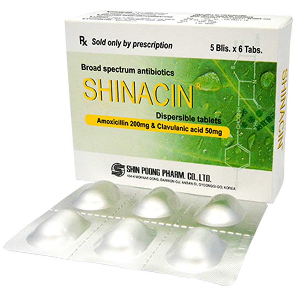 Thuốc Shinacin Shinpoong Deawoo điều trị nhiễm khuẩn đường hô hấp, tiết niệu (5 vỉ x 6 viên)