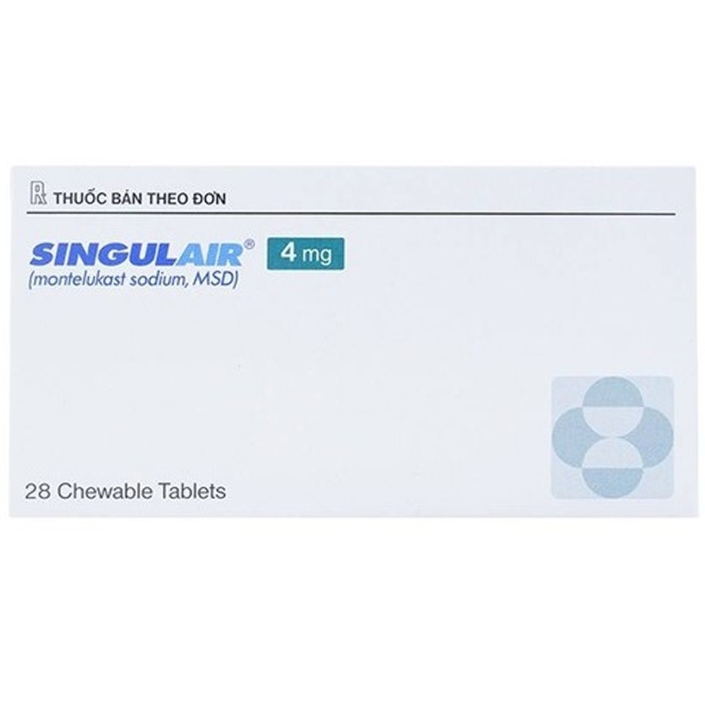 Viên nhai Singulair 4mg MSD điều trị hen phế quản mạn tính (2 vỉ x 14 viên)