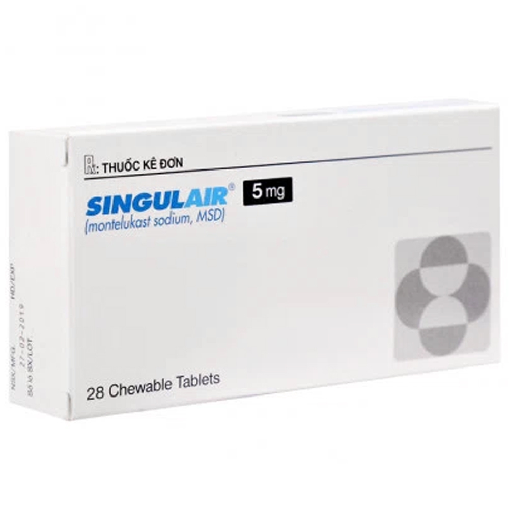 Thuốc Singulair 5mg Organon dự phòng và điều trị hen phế quản mạn tính (2 vỉ x 14 viên)