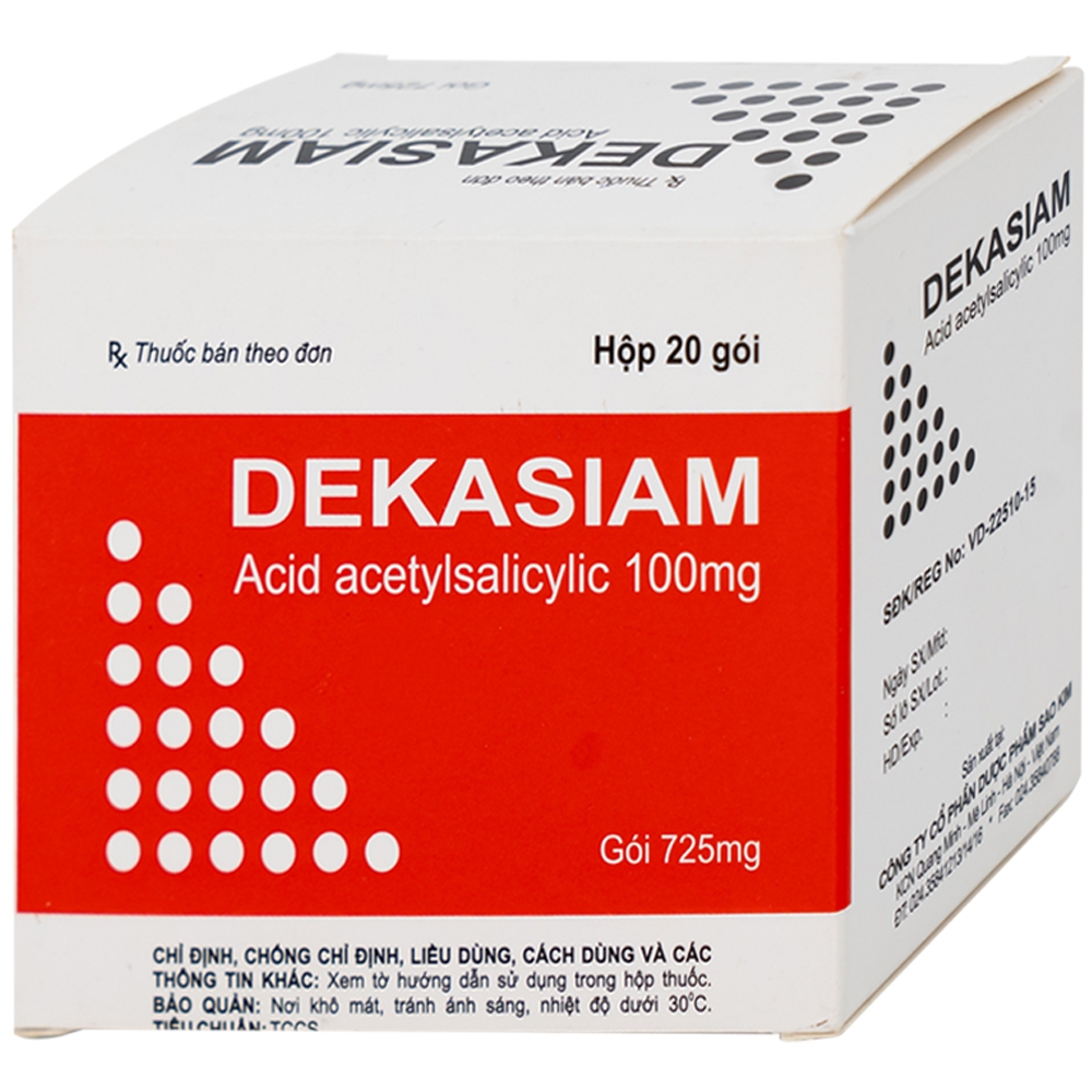 Thuốc Dekasiam 100mg Sao Kim điều trị dự phòng nhồi máu cơ tim thứ phát và đột quỵ (20 gói)