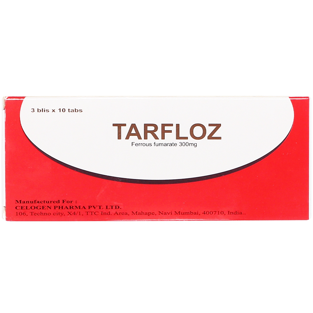 Thuốc Tarfloz Celogen Pharma phòng và điều trị bệnh thiếu máu (3 vỉ x 10 viên) 