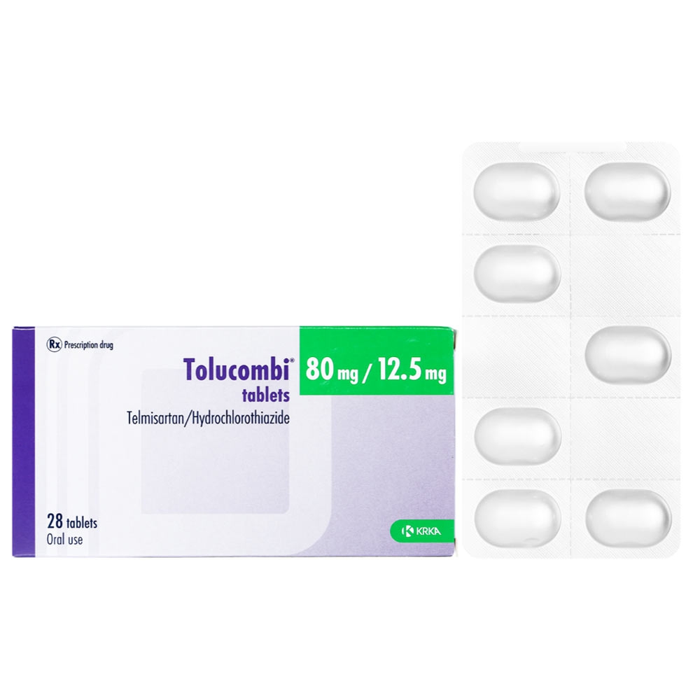 Thuốc Tolucombi Tablets 80Mg/12.5Mg Krka điều trị tăng huyết áp vô căn (4 vỉ x 7 viên)