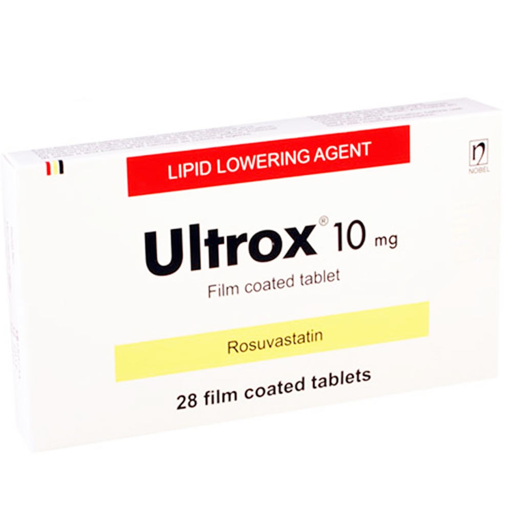 Thuốc Ultrox 10mg Nobel điều trị tăng cholesterol máu, ngừa các biến cố tim mạch (2 vỉ x 14 viên)