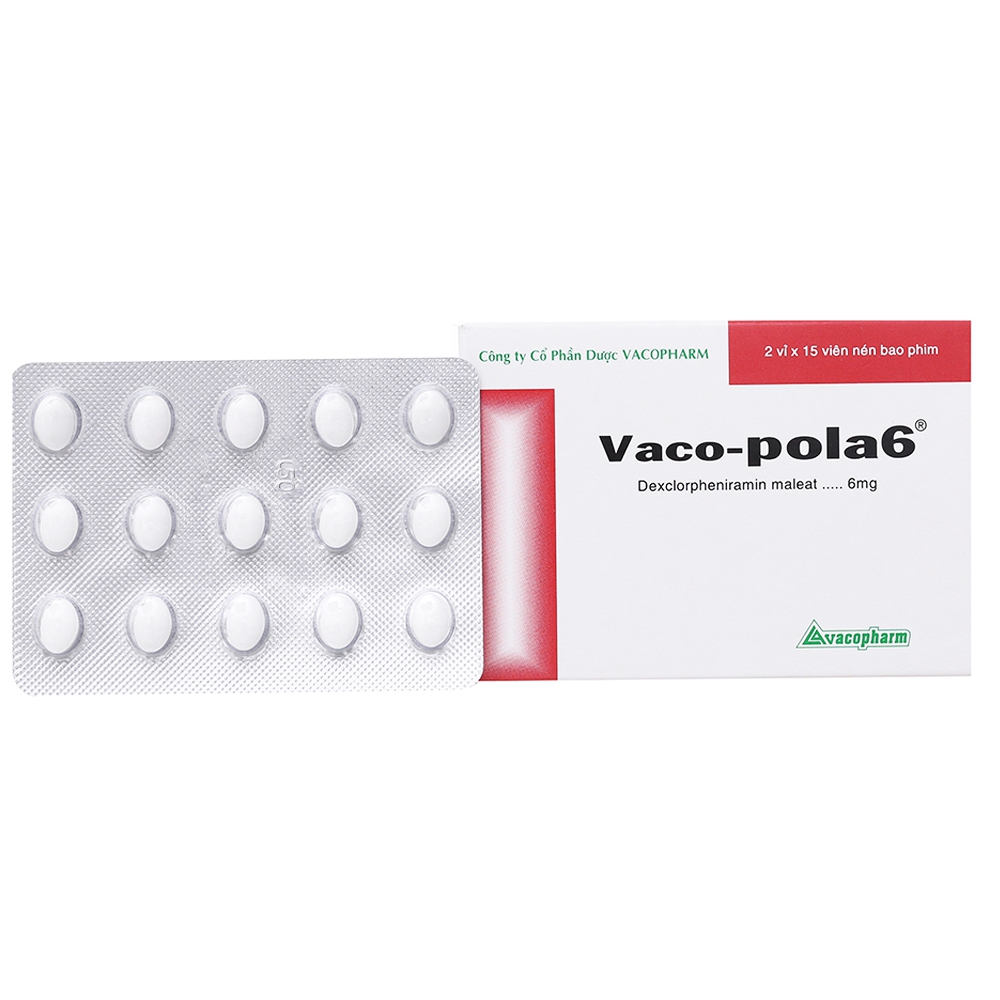 Thuốc Vaco-pola6 Vacopharm điều trị sổ mũi dị ứng, viêm mũi (2 vỉ x 15 viên)