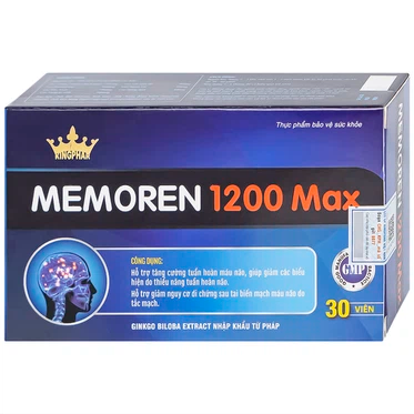 Viên uống hỗ trợ tăng cường tuần hoàn máu não Memoren 1200 Max Kingphar (Hộp 30 viên) 1
