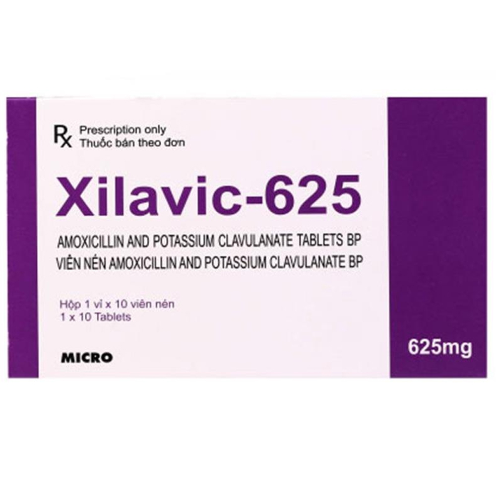 Thuốc Xilavic 625mg Micro điều trị nhiễm khuẩn nặng đường hô hấp (10 viên)