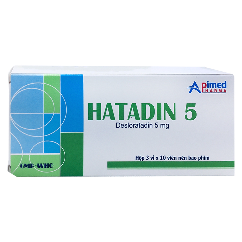 Thuốc Hatadin 5 Apimed giảm các triệu chứng viêm mũi dị ứng theo mùa, viêm mũi dị ứng (3 vỉ x 10 viên)