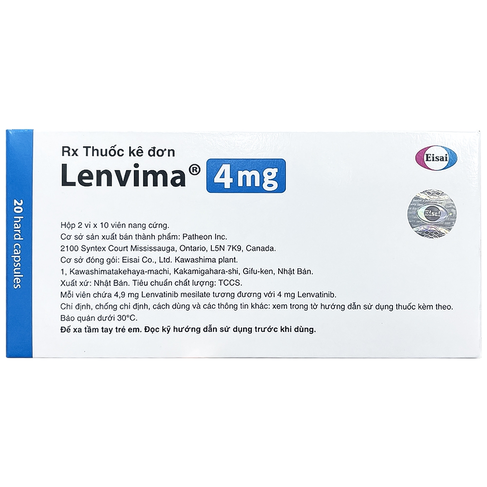 Viên nang cứng Lenvima 4mg Eisai điều trị ung thư (2 vỉ x 10 viên)