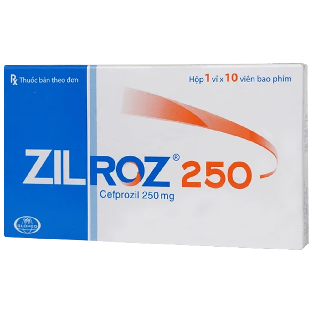 Thuốc Zilroz 250 Glomed điều trị các nhiễm khuẩn từ nhẹ đến vừa (1 vỉ x 10 viên)