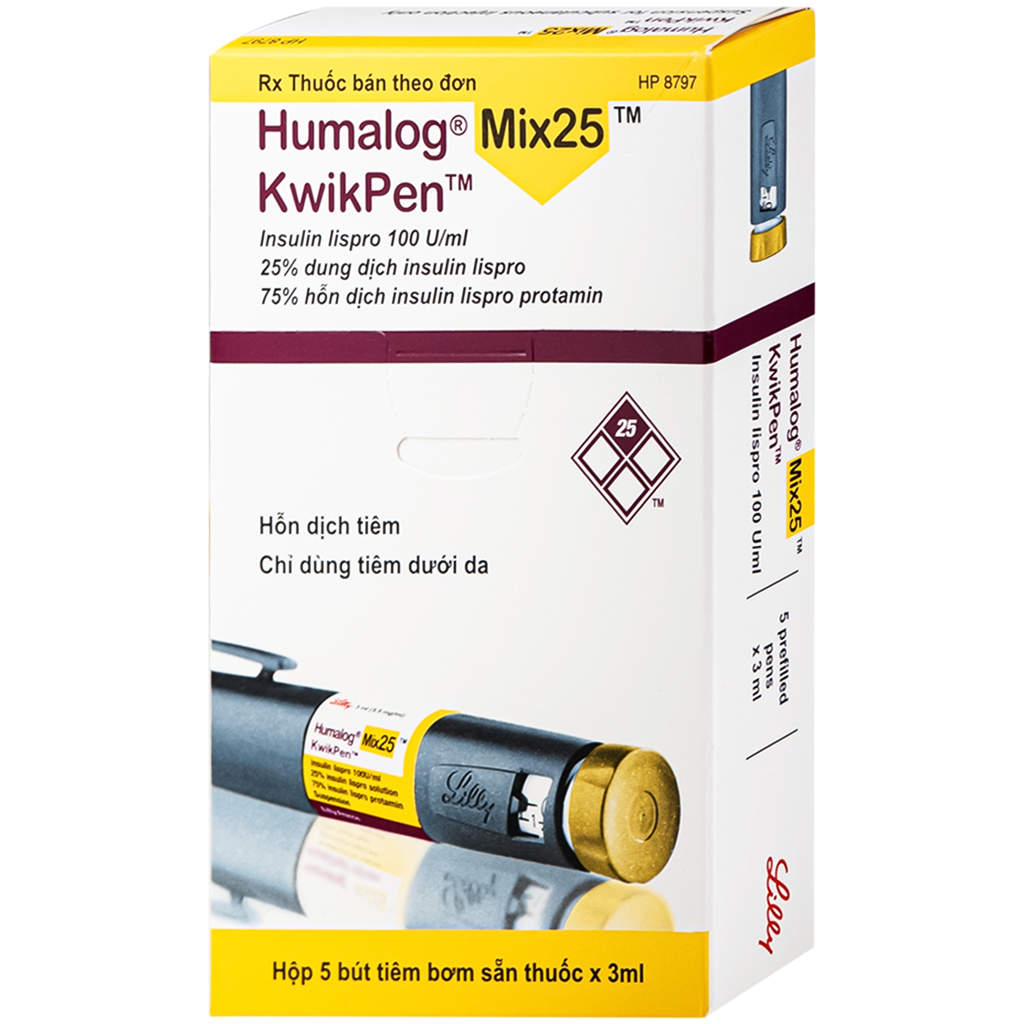 Hình ảnh Bút tiêm Humalog Mix 25 Kwikpen Lilly điều trị đái tháo đường (5 cây x 3ml)