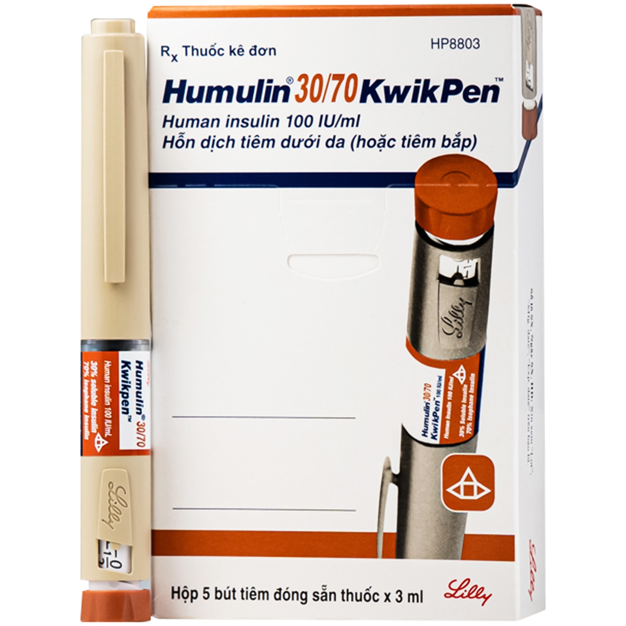 Hình ảnh Thuốc tiêm Humulin 30/70 Kwikpen Lilly điều trị bệnh đái tháo đường (5 cây x 3ml)
