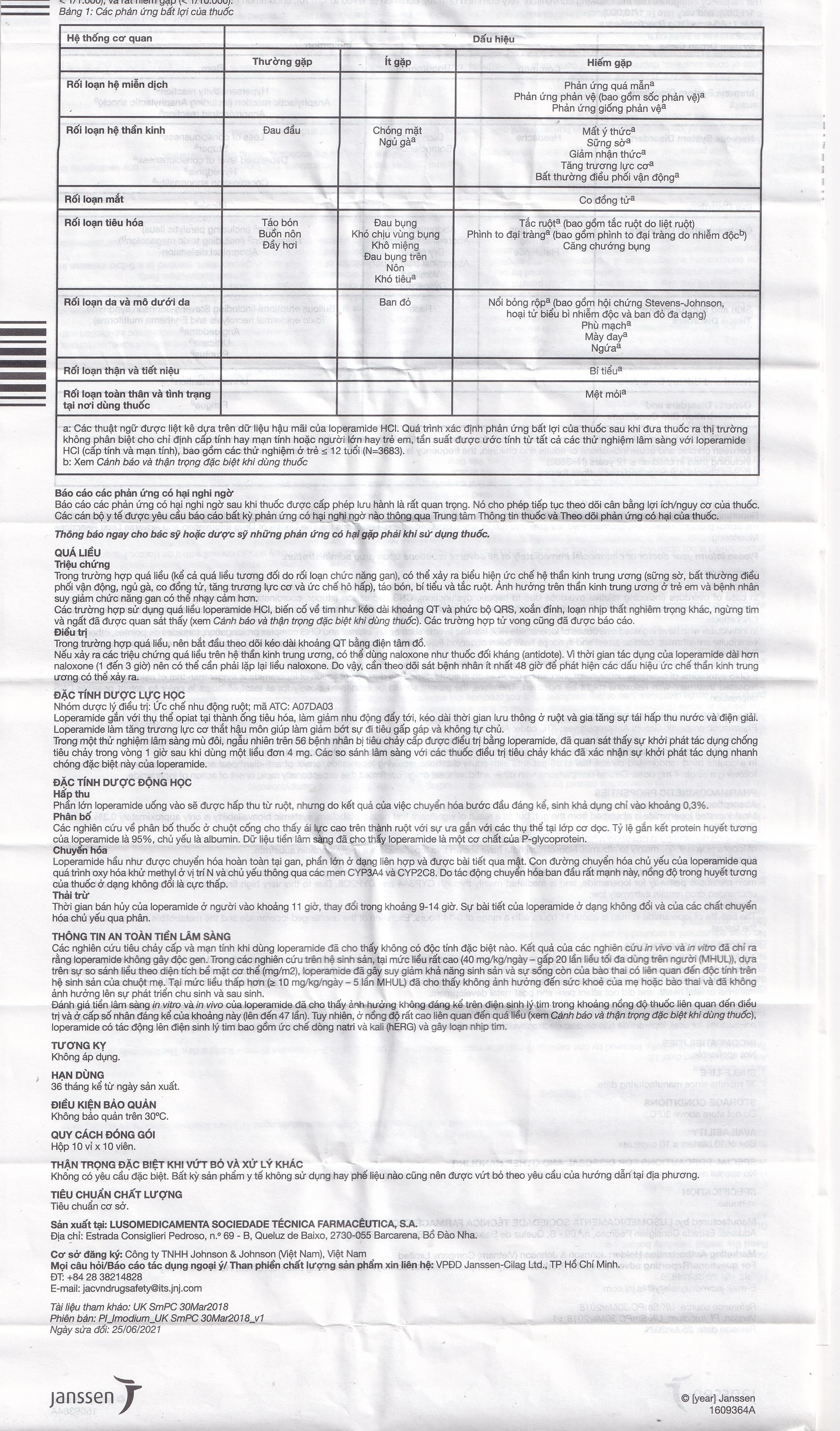 Hình ảnh Thuốc Imodium 2mg Janssen điều trị tiêu chảy cấp tính (10 vỉ x 10 viên)