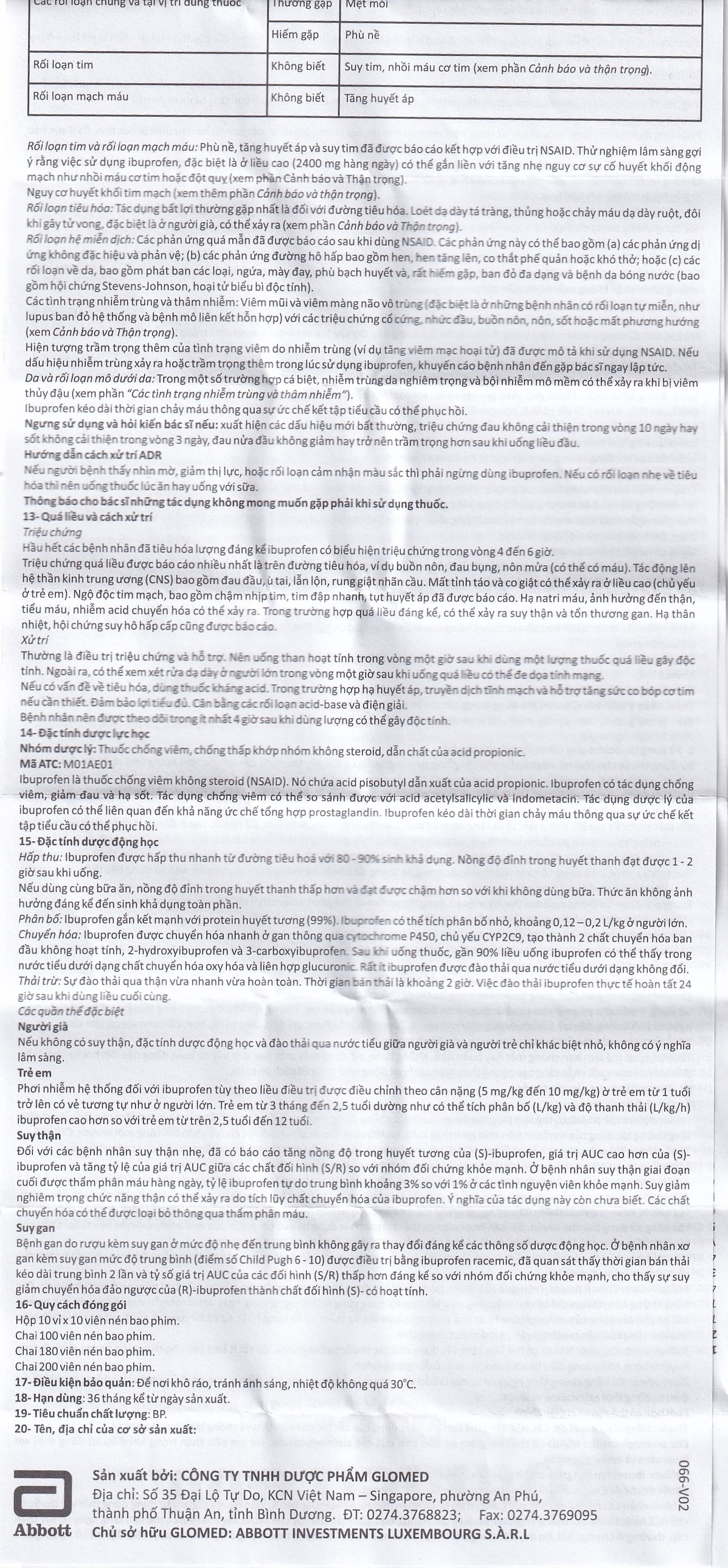 Hình ảnh Thuốc Ibumed 400 Glomed giảm đau do cảm cúm, cảm lạnh, viêm khớp dạng thấp (10 vỉ x 10 viên)