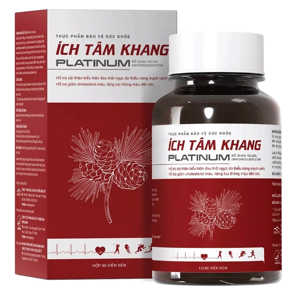 Hình ảnh Viên uống Ích Tâm Khang Platinum 51g Hồng Bàng giảm nguy cơ đau thắt ngực (60 viên)