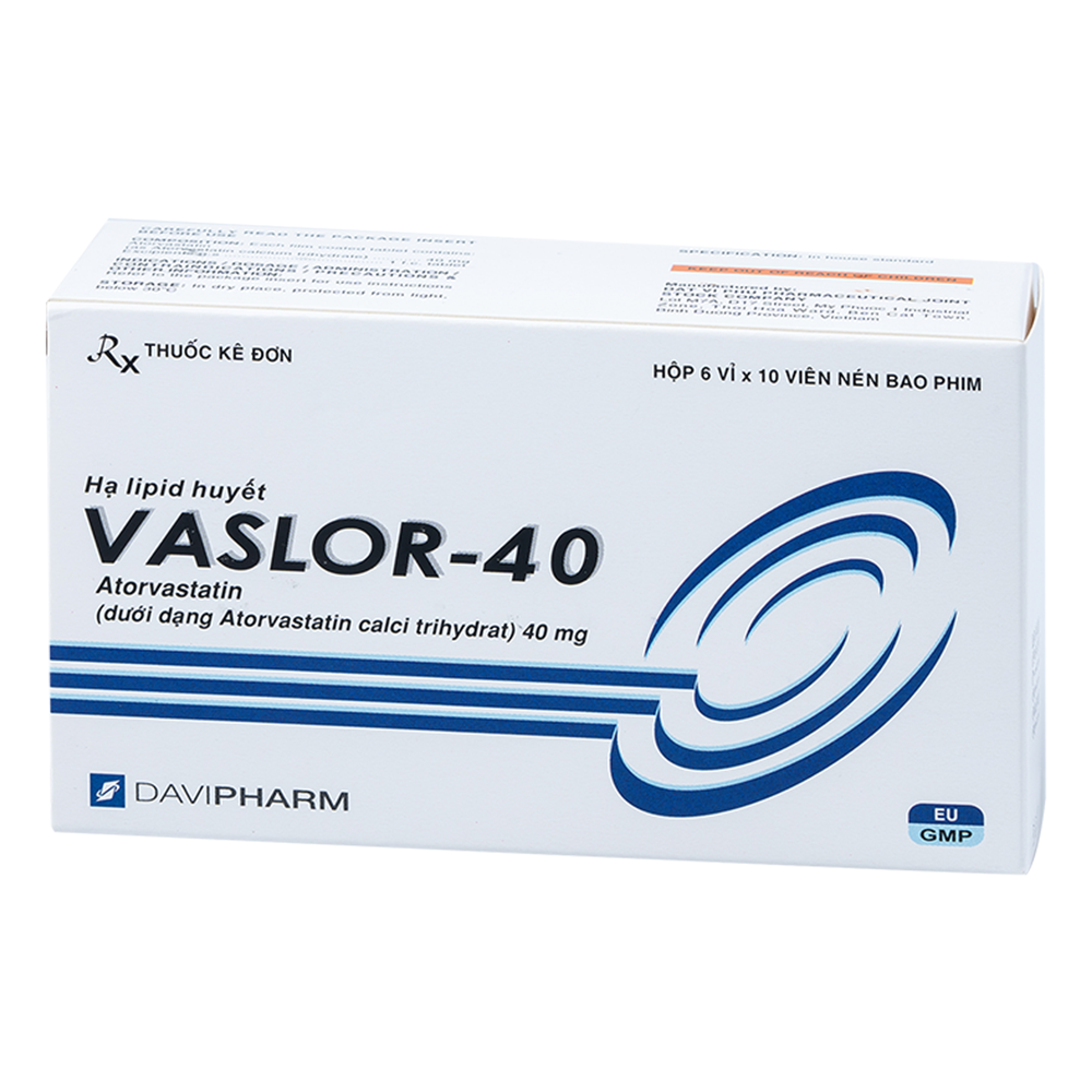 Hình ảnh Thuốc Vaslor-40 Davipharm hỗ trợ cho chế độ ăn kiêng điều trị cao cholesterol máu nguyên phát (6 vỉ x 10 viên)