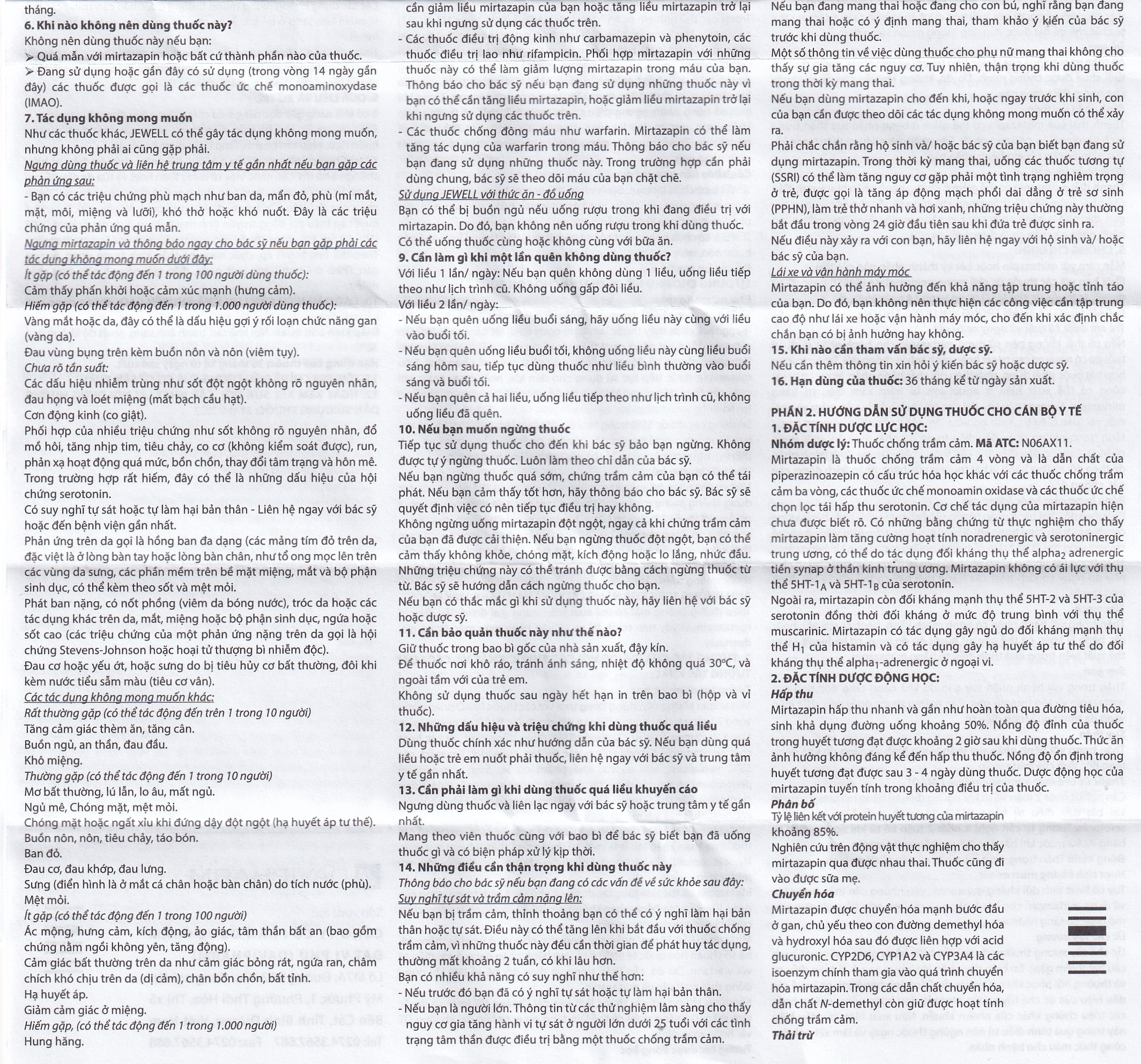 Hình ảnh Viên nén Jewell 30mg Davipharm điều trị các đợt trầm cảm nặng (4 vỉ x 7 viên)