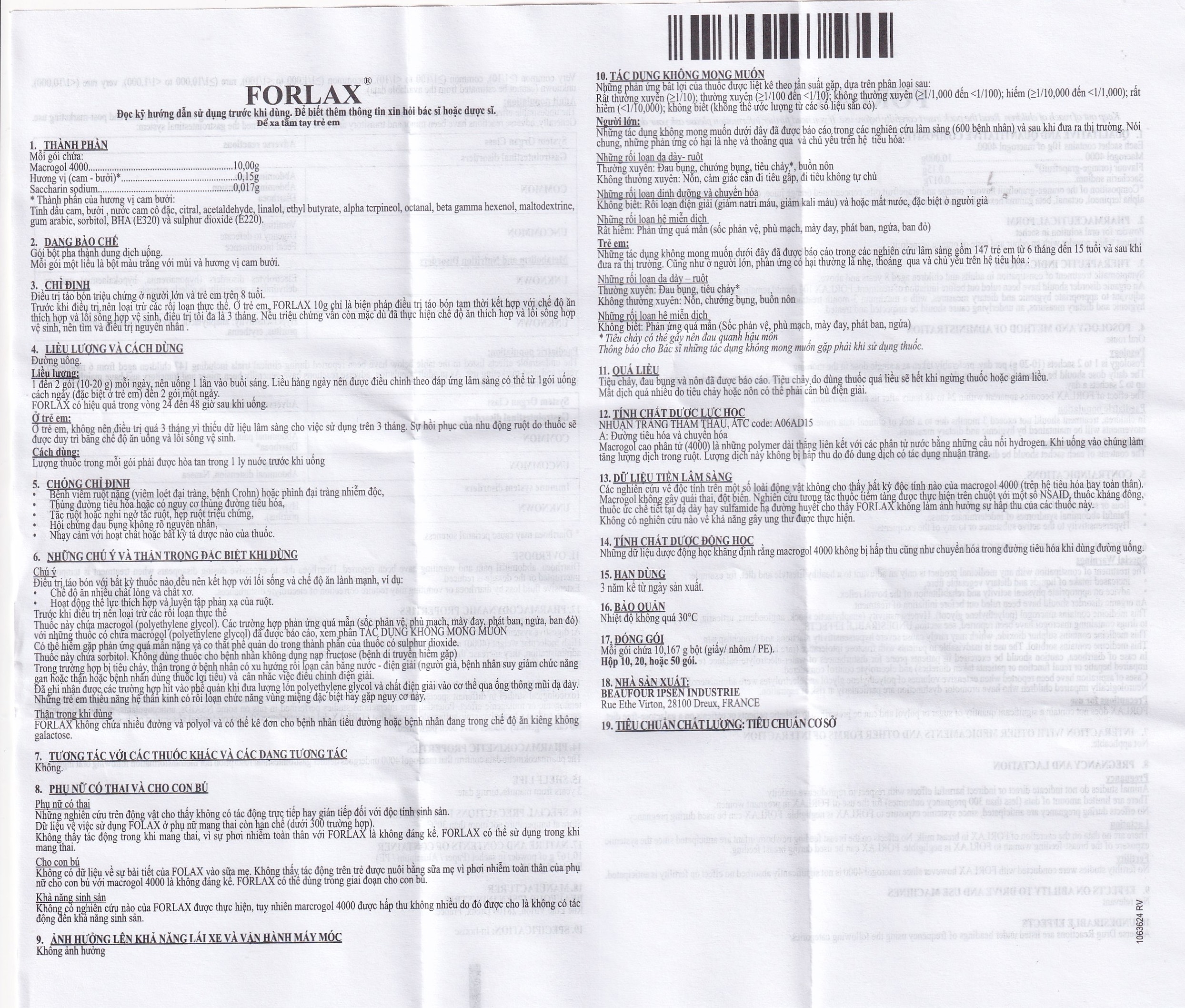 Hình ảnh Bột Forlax Ipsen điều trị táo bón (20 gói)