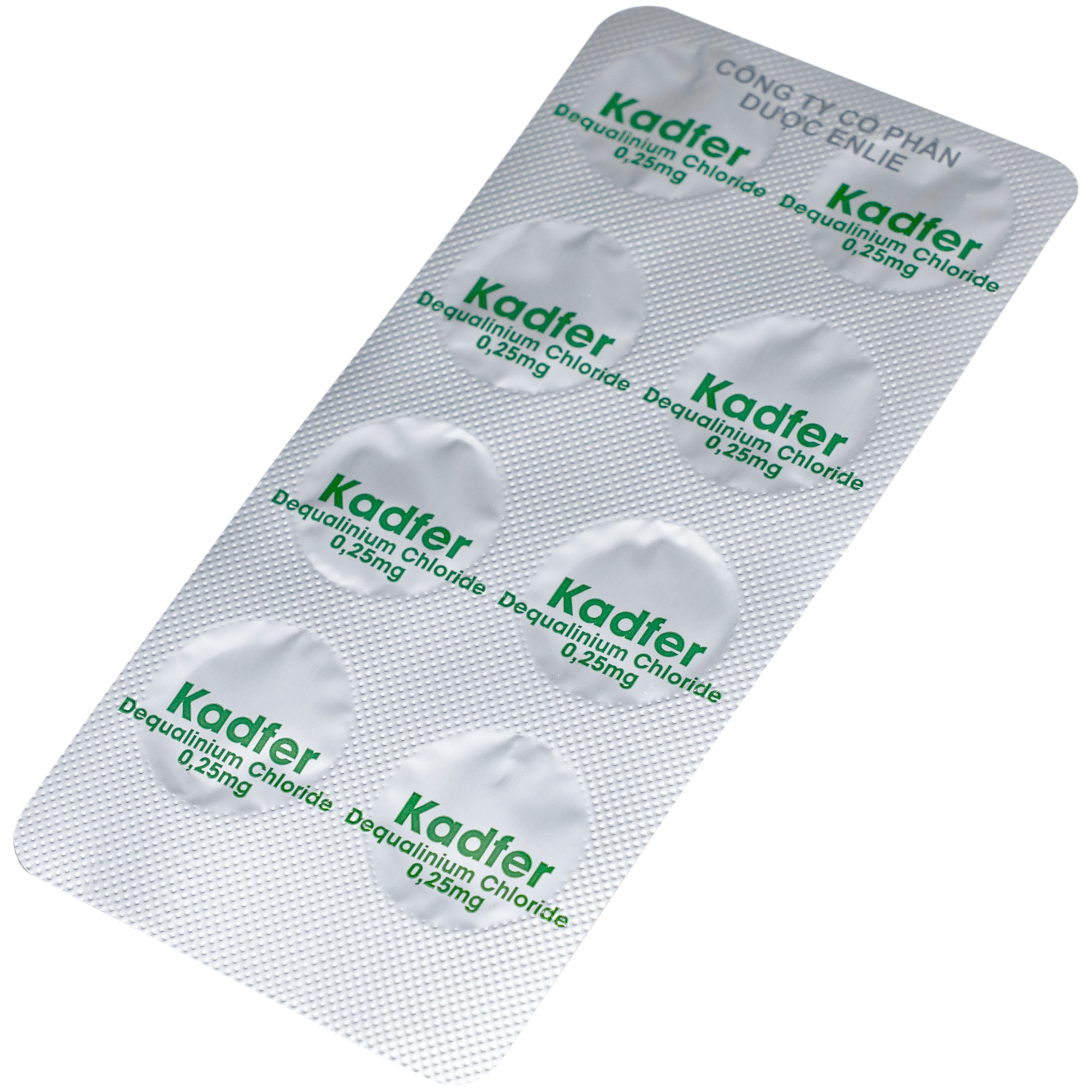 Hình ảnh Viên ngậm Kadfer 0.25 Enlie điều trị viêm họng, đau vùng họng, viêm amidan, viêm lưỡi hay viêm miệng hoặc loét áp tơ hay tưa miệng ( 3 vỉ x 8 viên)