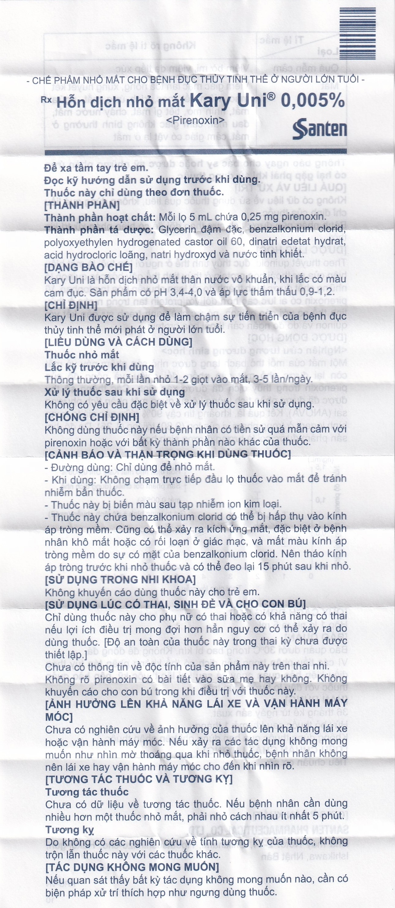 Hình ảnh Thuốc nhỏ mắt Kary Uni Santen điều trị đục thủy tinh thể mới phát (5ml)