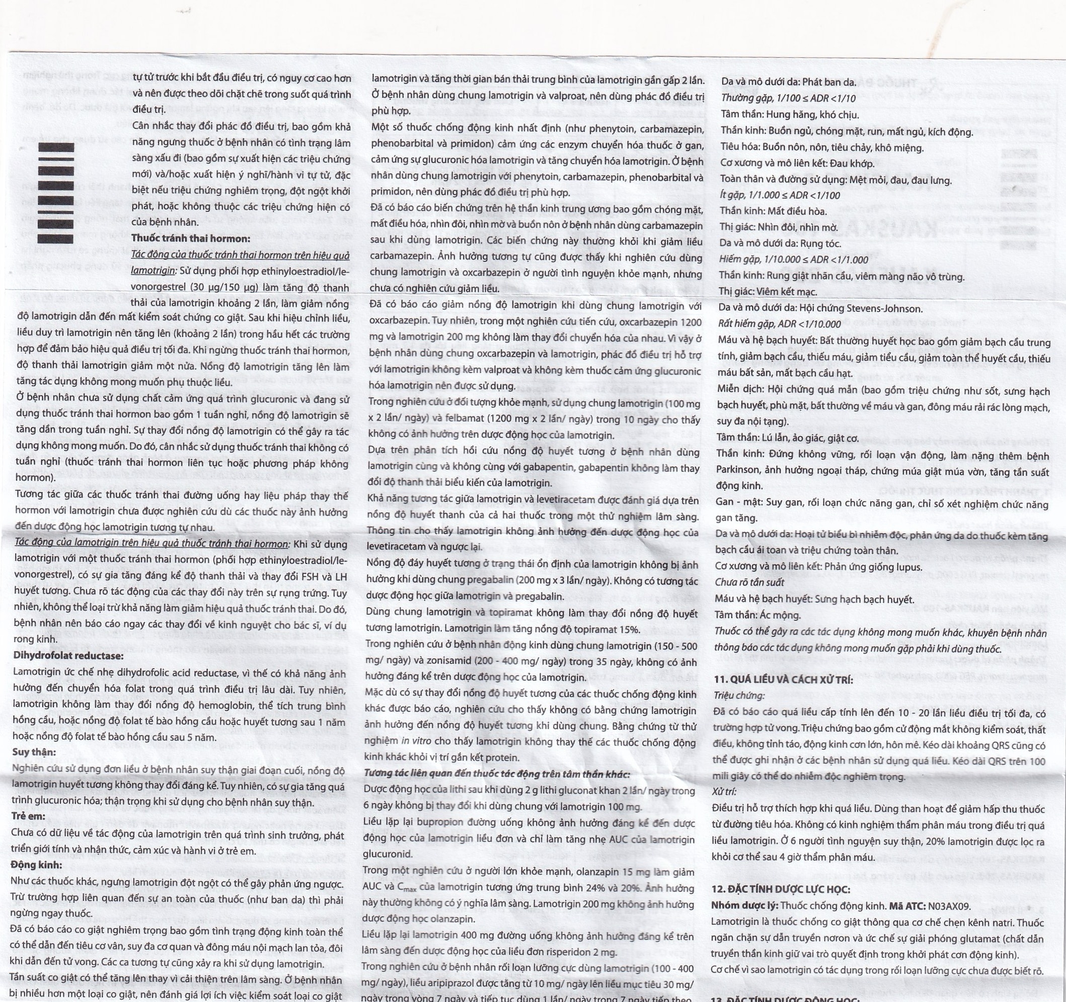Hình ảnh Thuốc Kauskas-100mg Davipharm điều trị động kinh và rối loạn lưỡng cực (3 vỉ x 10 viên)