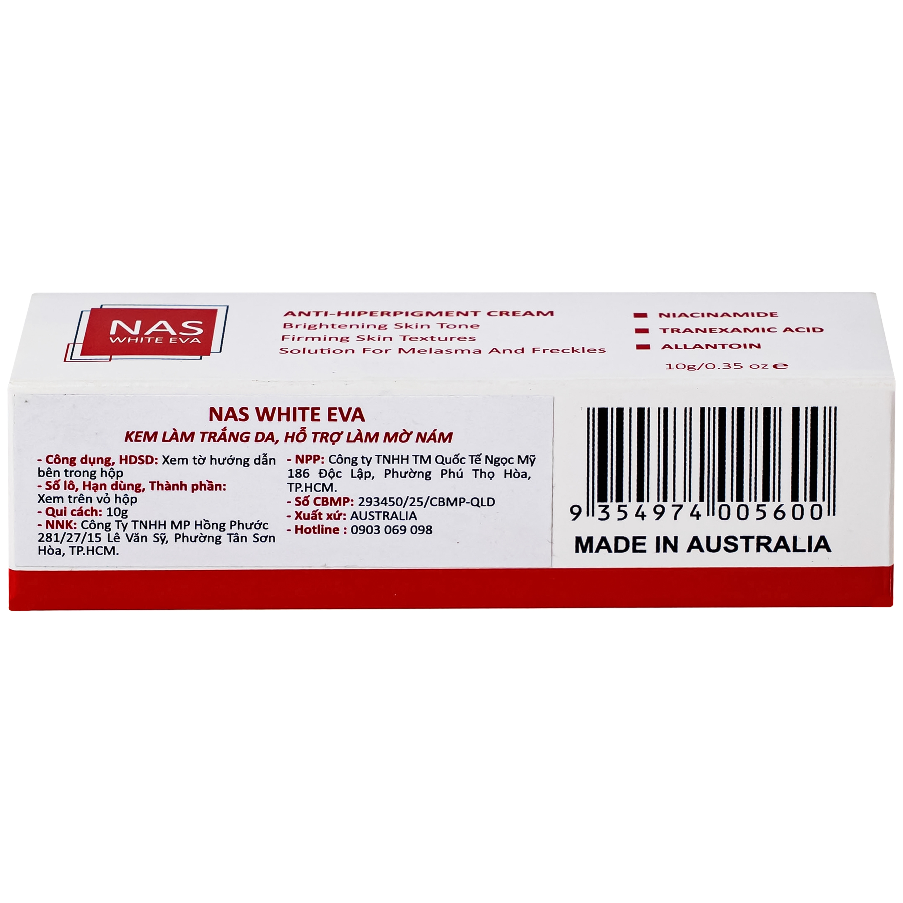 Hình ảnh Kem bôi dưỡng trắng, làm mờ nám Nas White Eva (Hộp 10g)