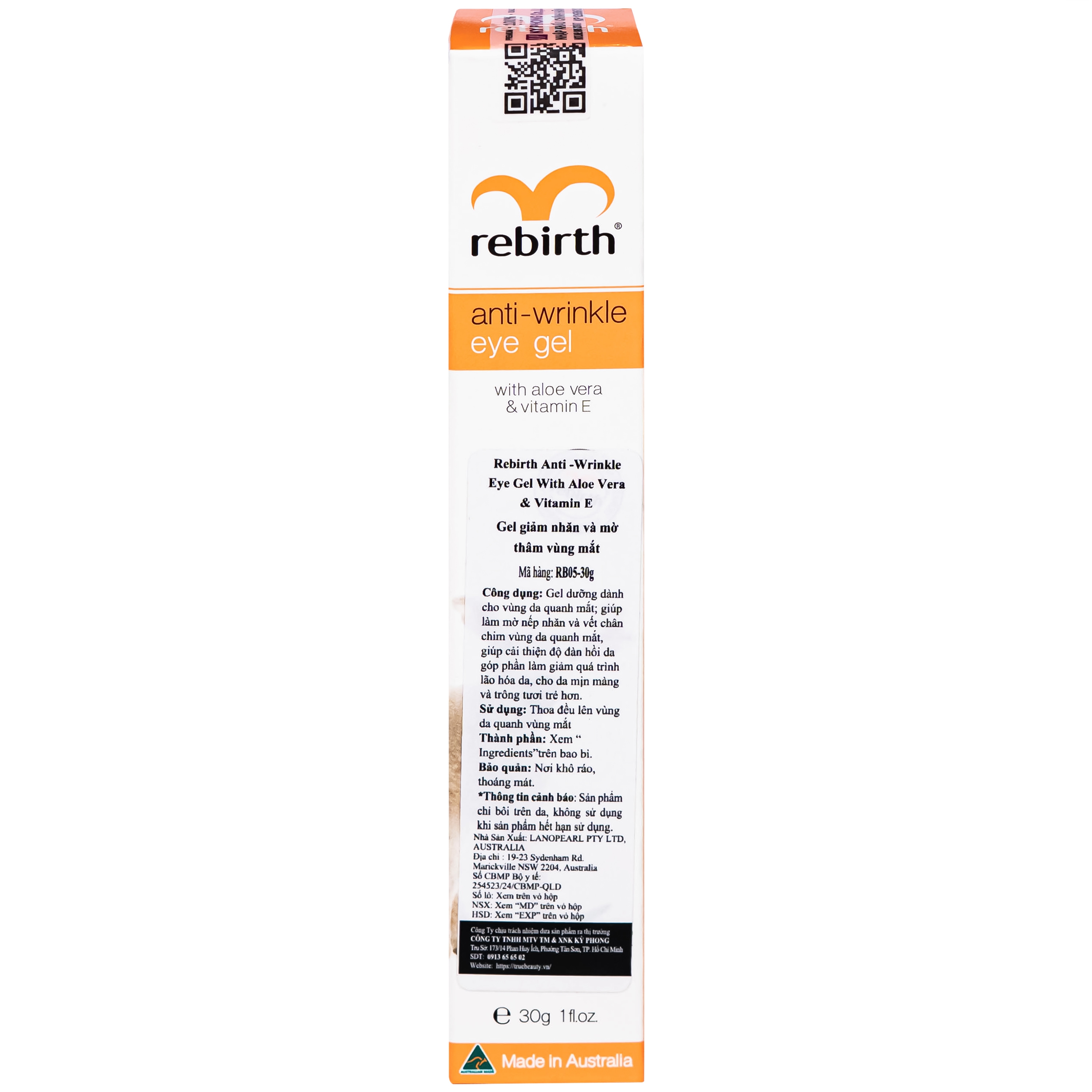 Hình ảnh Kem bôi Rebirth Anti-Wrinkle Eye Gel giảm vết nhăn quanh vùng mắt và chống thâm vùng mắt (30g)