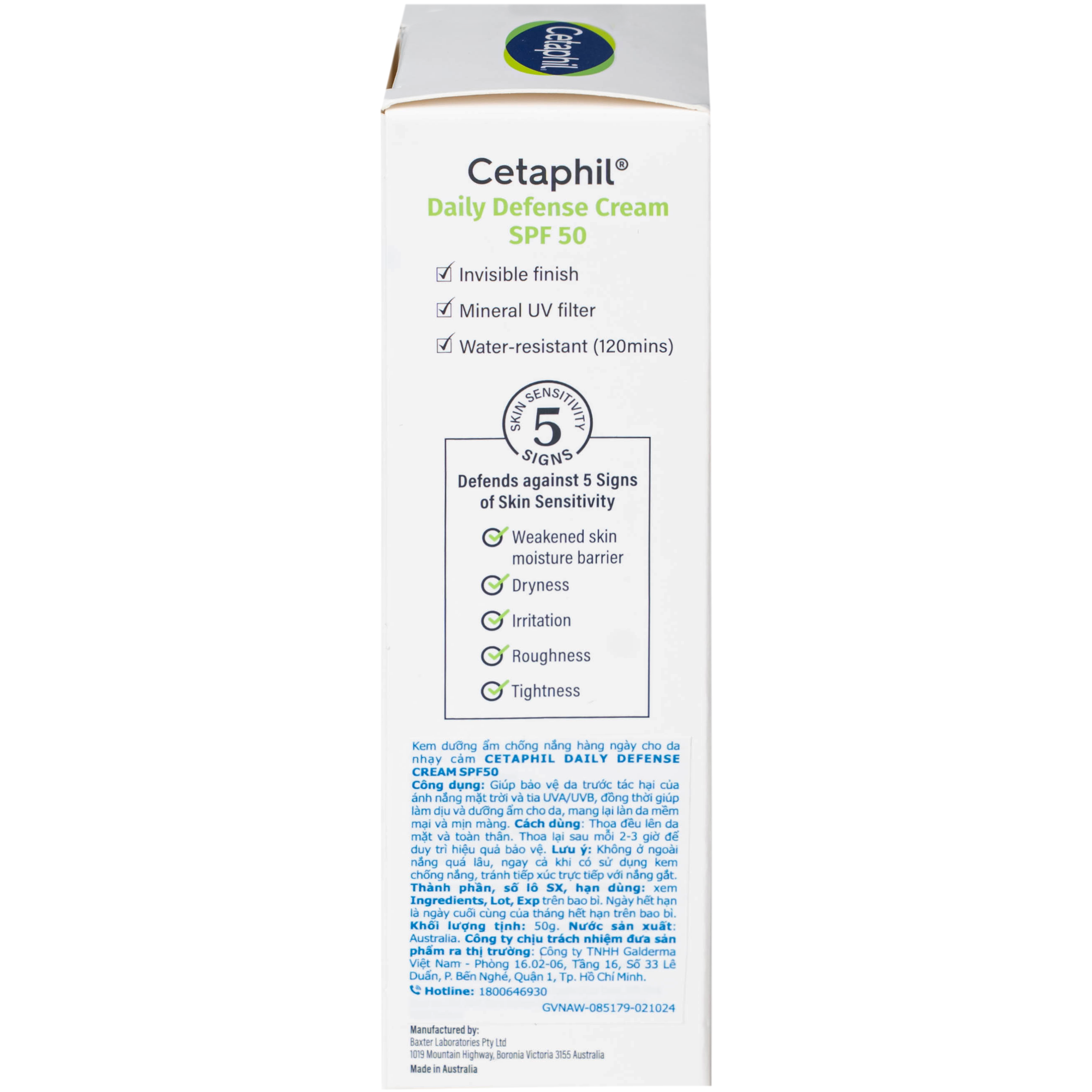 Hình ảnh Kem chống nắng dưỡng ẩm 2in1 Cetaphil Daily Defense Cream SPF 50 50g