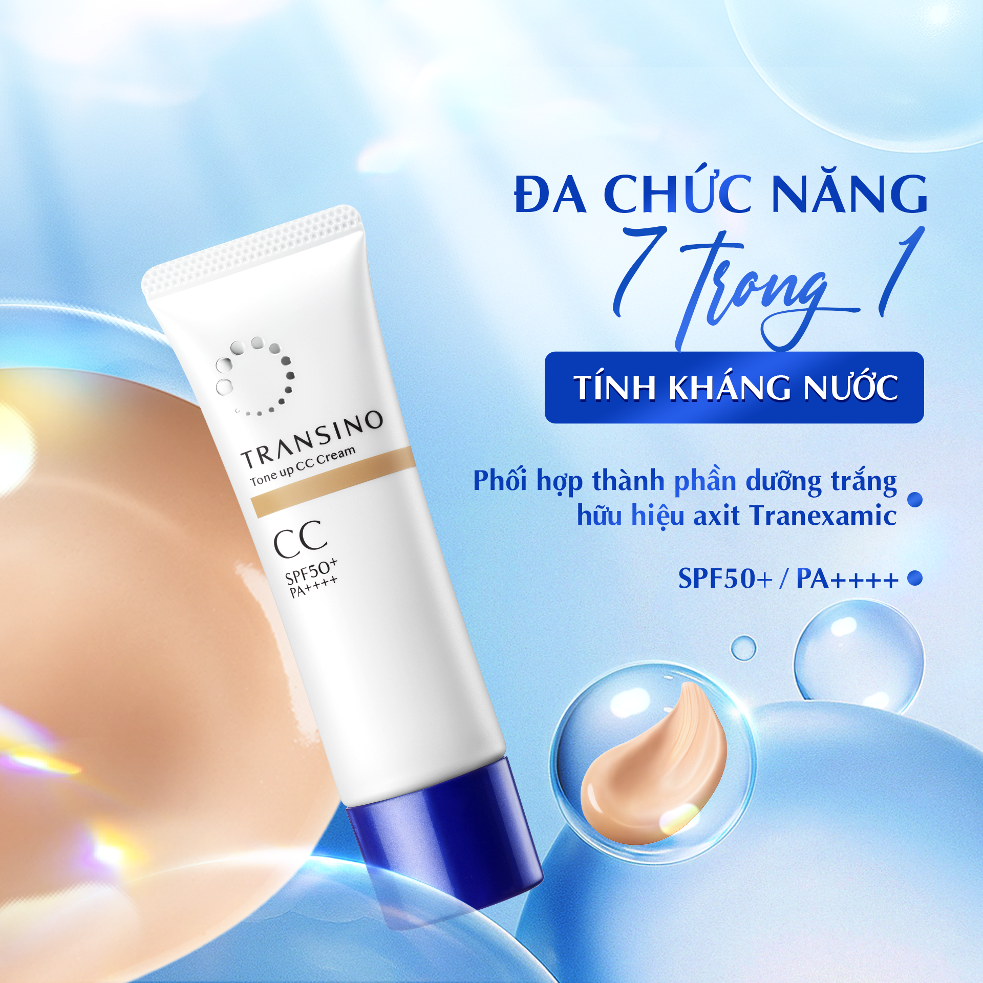 Hình ảnh Kem chống nắng nâng tông trắng sáng Transino tone up cc cream SPF 50+ PA++++ hộp 30g