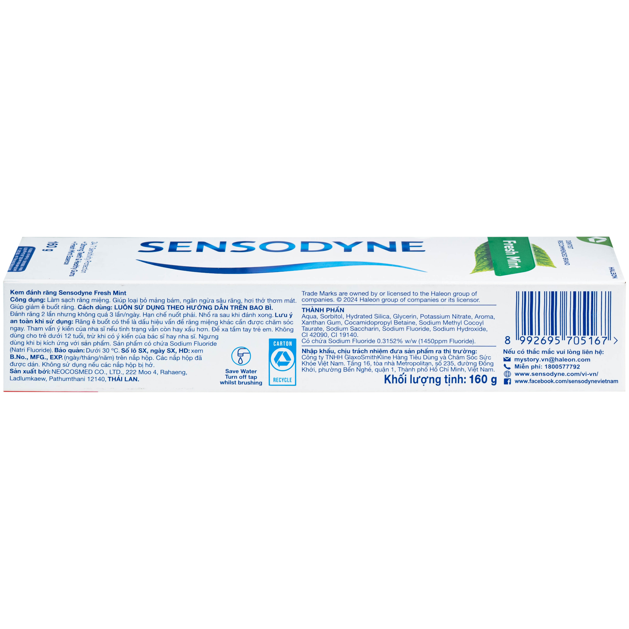 Hình ảnh Kem đánh răng Sensodyne fresh mint bạc hà thơm mát (160g)