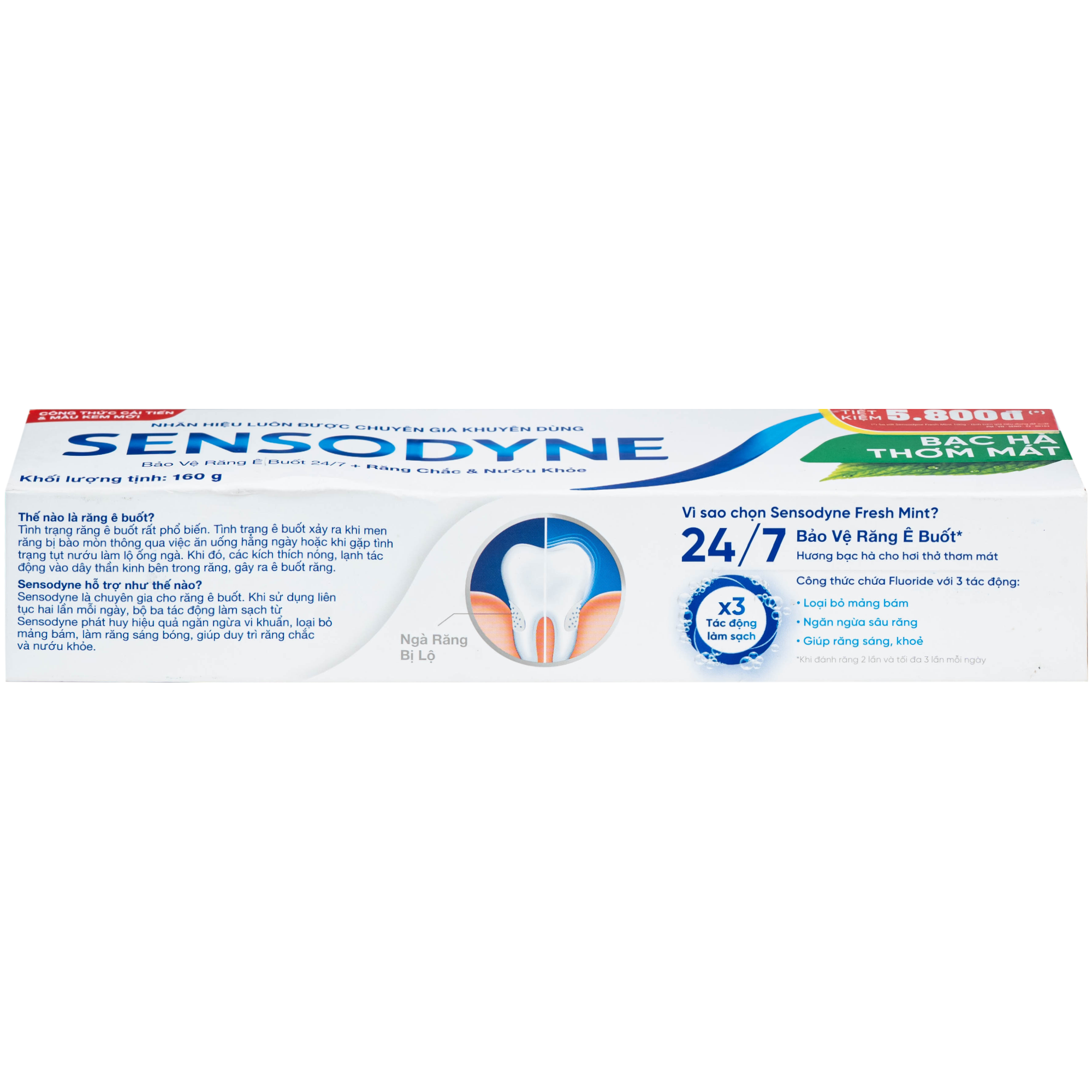 Hình ảnh Kem đánh răng Sensodyne fresh mint bạc hà thơm mát (160g)
