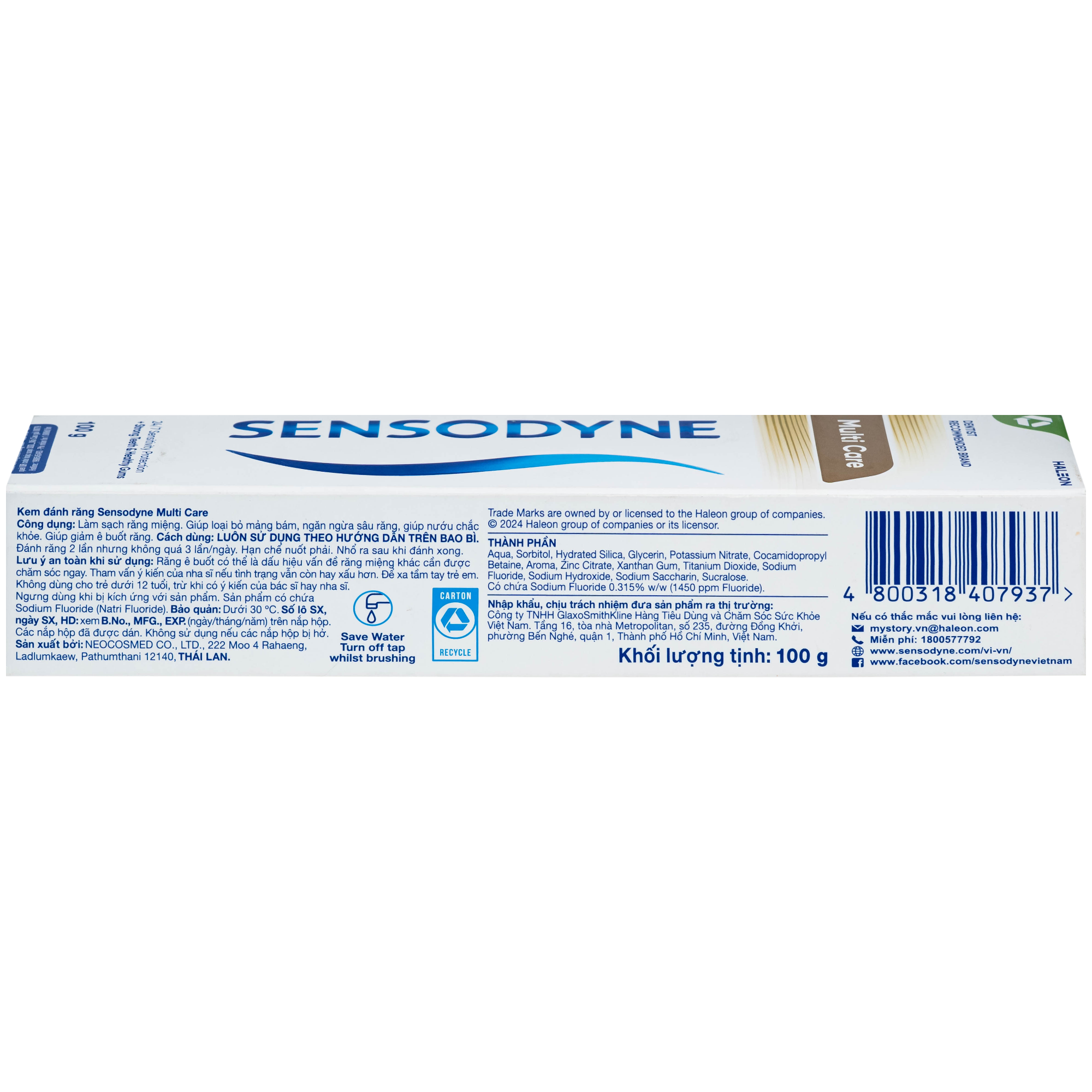 Hình ảnh Kem đánh răng Sensodyne multi care bảo vệ toàn diện giúp răng chắc, nướu khỏe, bảo vệ răng ê buốt (100g)