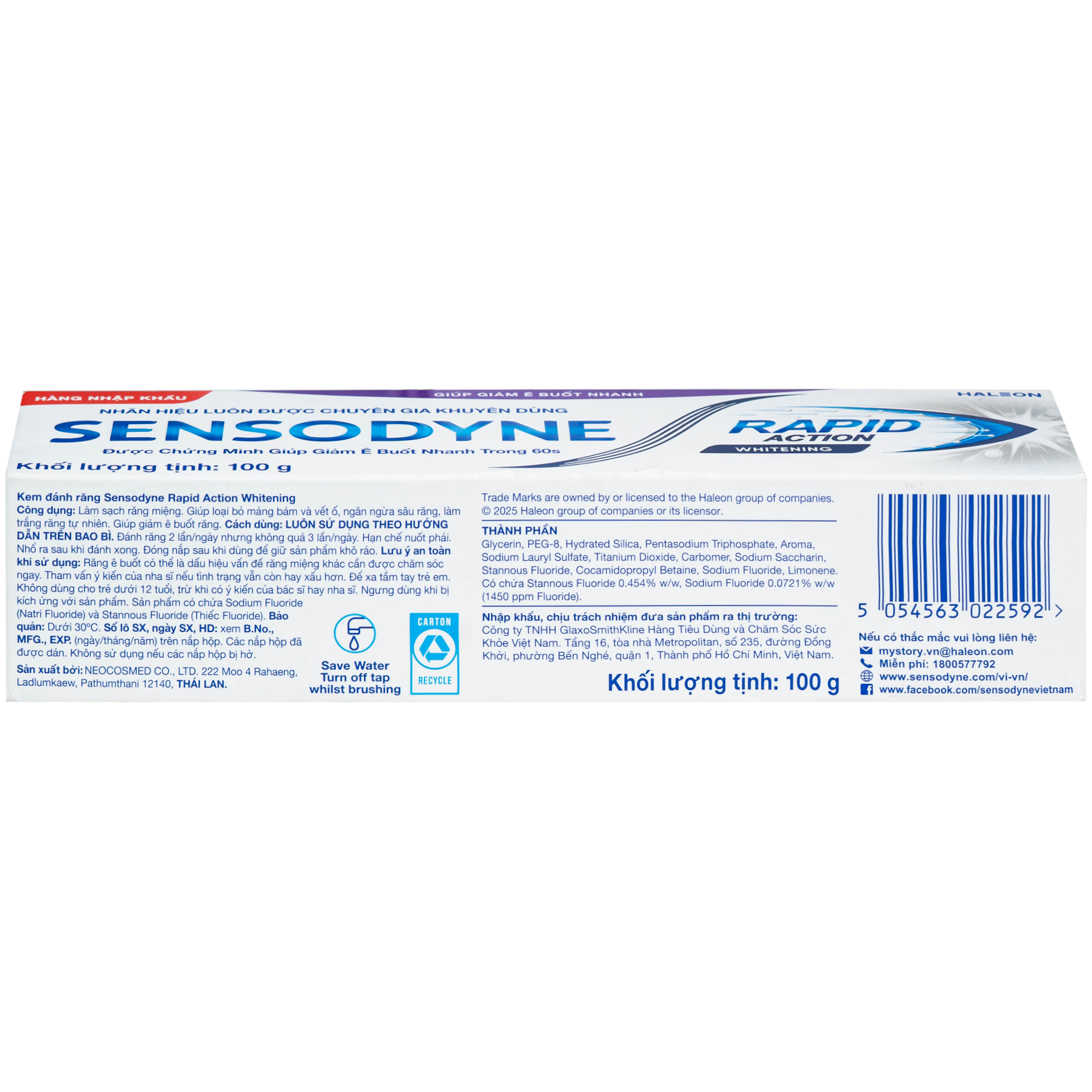 Hình ảnh Kem đánh răng Sensodyne rapid action whitening giúp giảm ê buốt nhanh và làm trắng răng (100g)