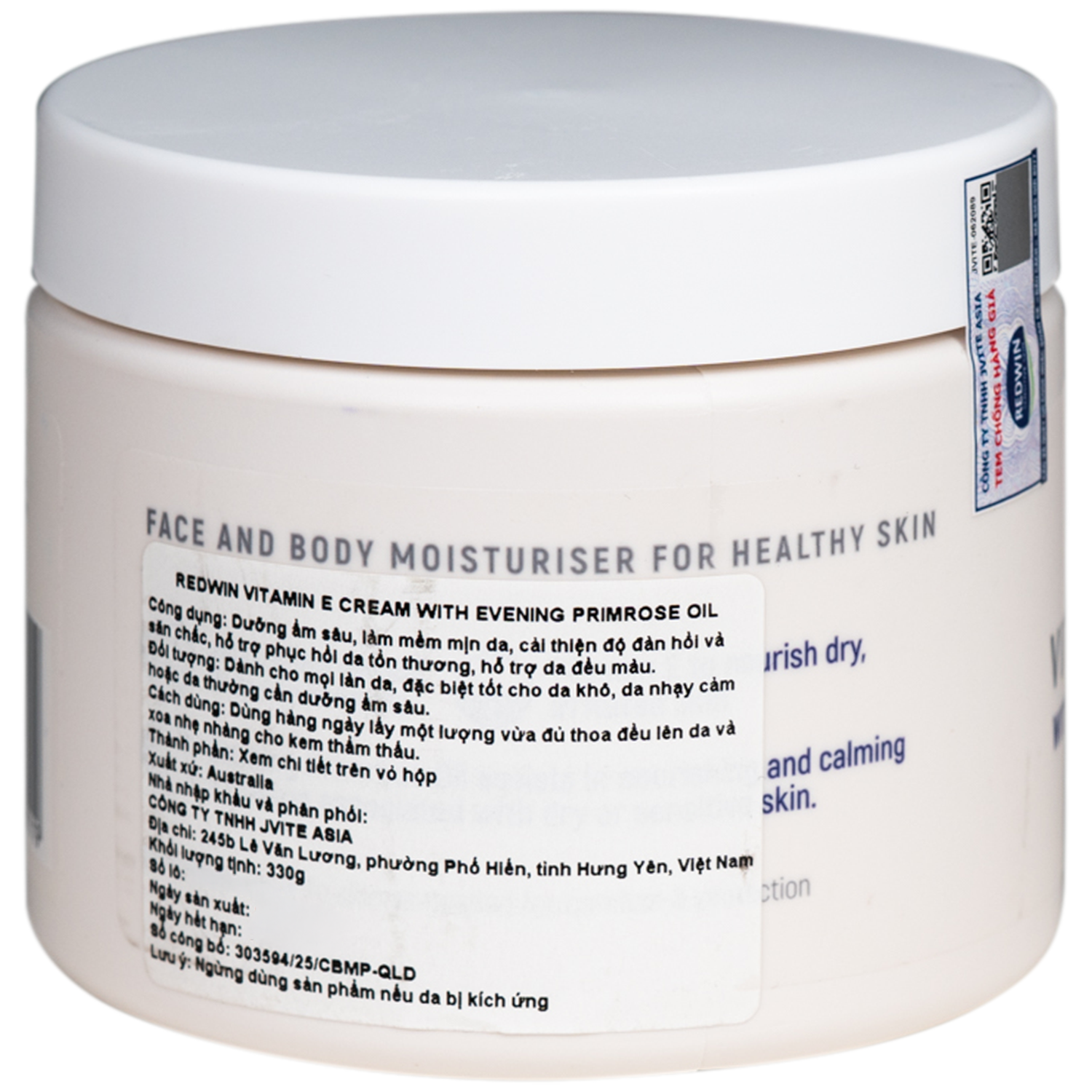 Hình ảnh Kem dưỡng ẩm Vitamin E phục hồi da khô nứt nẻ Redwin hủ (330g)
