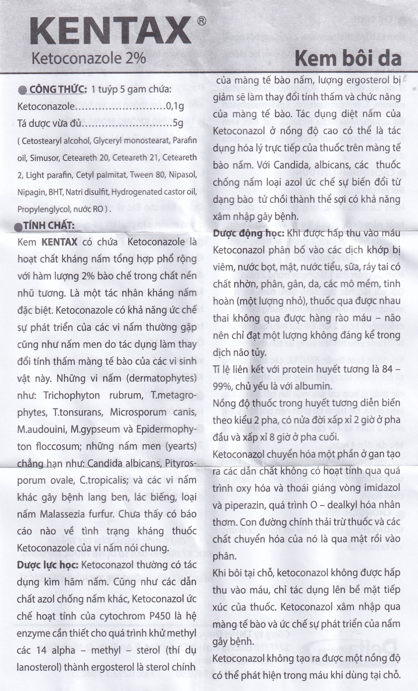 Hình ảnh Kem bôi da Kentax Detapharm điều trị lác, lang ben, lác biếng, nấm kẽ (5g)