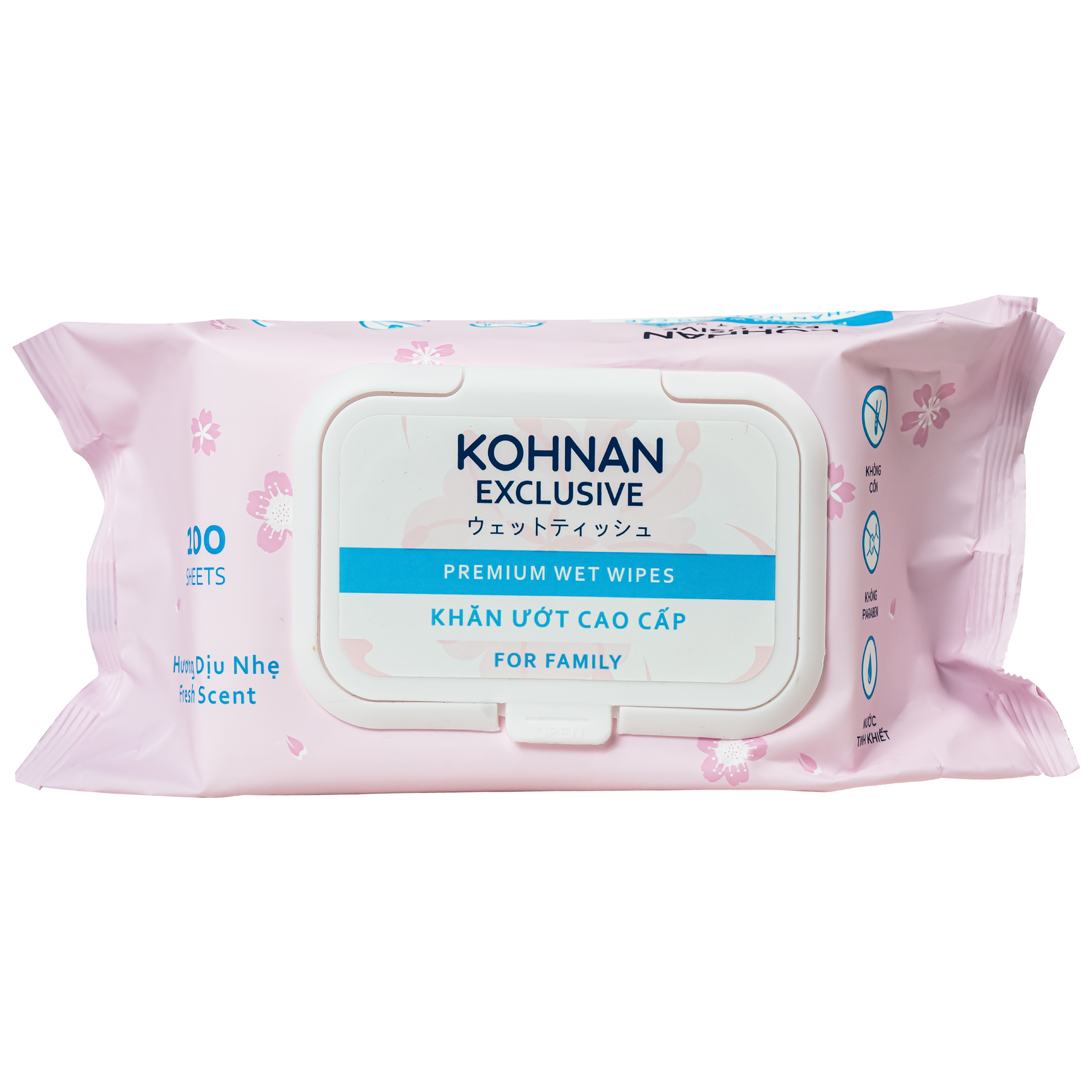 Hình ảnh Khăn giấy ướt Kohnan hương dịu nhẹ, không cồn, không parapen (gói 100 tờ)