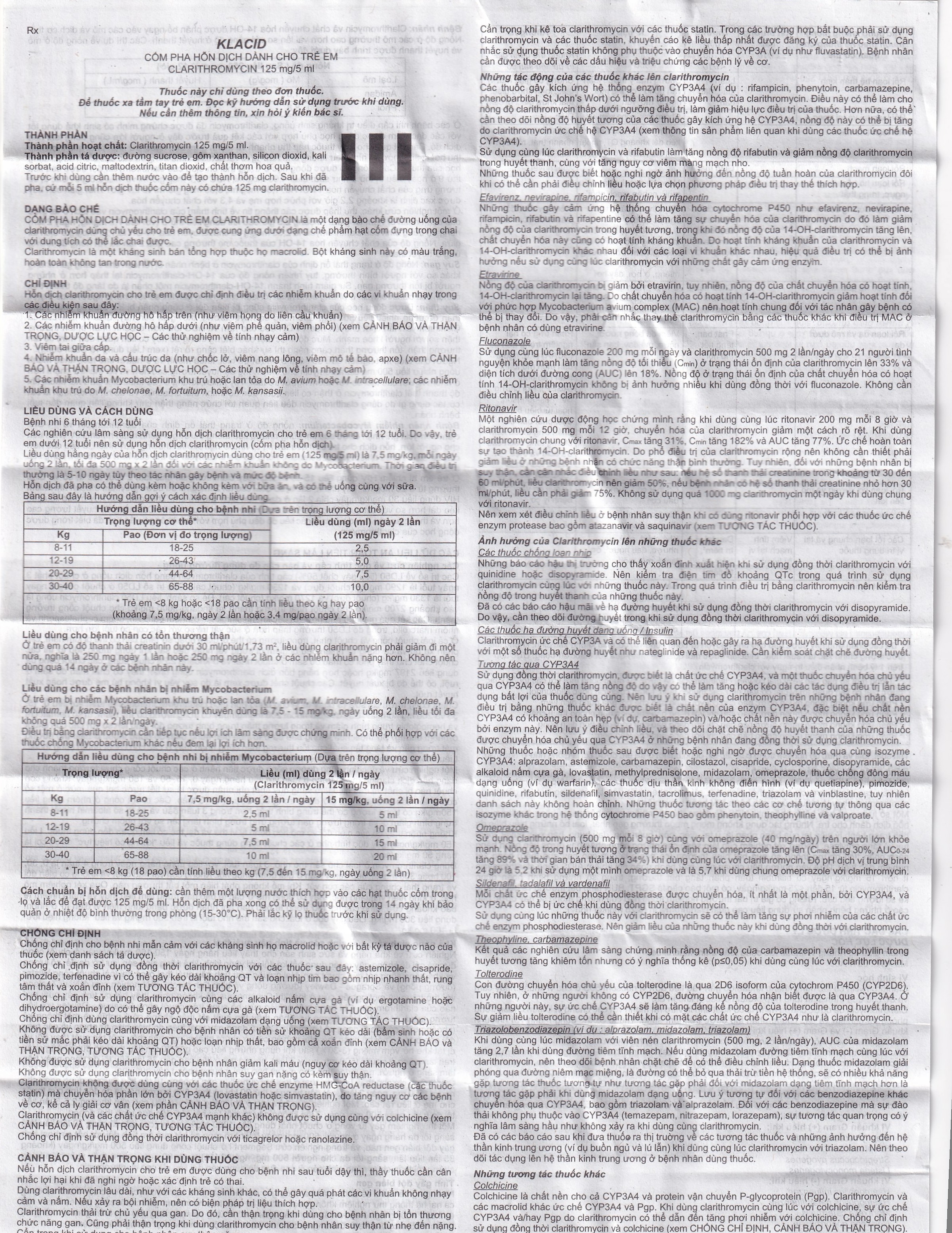 Hình ảnh Cốm pha hỗn dịch uống Klacid 125mg/5ml điều trị nhiễm khuẩn đường hô hấp (60ml)