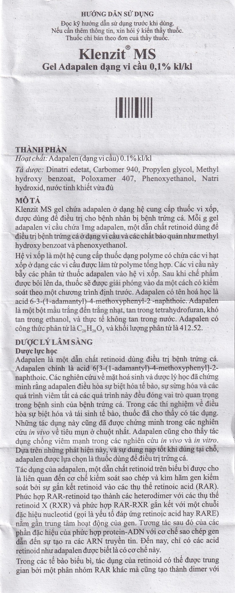Hình ảnh Gel bôi da Klenzit MS điều trị mụn trứng cá (15g)